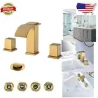Sleek 2-Handle Waterfall Faucet for Bathroom Vanity - Brushed Brass Gold Finish