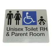 Bradley Unisex Toilet RH and Parent Room Braille Toilet Sign