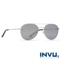 在飛比找momo購物網優惠-【INVU】來自瑞士濾藍光偏光水銀平面太陽眼鏡(銀 T170