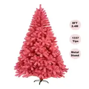2.4M 8FT Pink Christmas Tree Xmas Decoration Metal Base 1337 Tips Jupiter PNK240