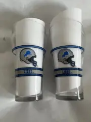 Detroit Lions Coca-Cola NFL 16 oz Glasses 6in NEW x2 Never used washed Coke BLU