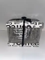 White Mug w/ Black Writing Cafe Mocha Americano Coffee Espresso Mug New in Box