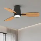 QRMOK Ceiling Fan Flush Mount W/ Light Remote Reversible DC Motor Blades