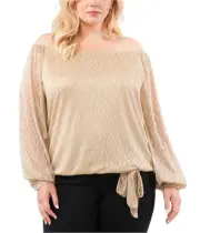 Vince Camuto Womens Tie Off the Shoulder Blouse, Plus Size, 3X