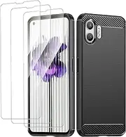 Electro-weideworld Case for Nothing Phone (2) + [3 Pack] Screen Protector, Shock-Absorption Flexible Silicone Protective Cover Phone Case for Nothing Phone (2)