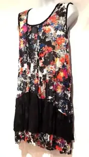 plus sz S-M /18 VIRTU by TS TAKING SHAPE Lush Garden Tunic Top Funky NWT!