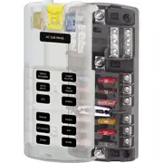 Blue Sea Systems ST Blade Split Fuse Block - 12 Gang Negative Bus and Cover
