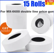 15 WHITE PRICE GUN TAGS LABELS STICKERS ROLLS FOR TWO 2 LINE PRICE GUN MX 6600