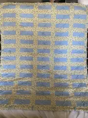 Handmade Baby Quilt Blue and Yellow Patchwork Floral Pattern 30 X 46 Inches