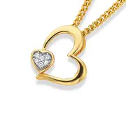 9ct Gold Diamond Double Heart Pendant