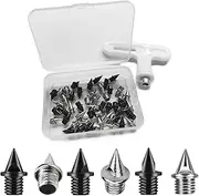 [Uxpang] 48pcs Track Spikes 1/4 Inch Steel Pyramid Track Shoes Spikes Replacement and Spike Wrench, Replacement Spikes for Sprint Sports Short Running Track Shoes, with Storage Box