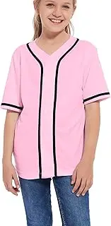 ACEFAST INC Kids Baseball Jersey Button Blank Softball Team Uniform Girls Boys Hip Hop T-Shirt Solid Color Sweatshirt