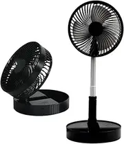 Portable Standing Fan/Folding USB Desk Fan/Telescopic Floor Fan, 7200mAh Rechargeable Cooling Fan Personal Table Fan Quiet, Adjustable Height 36-97.5cm, for Home Office Tent Outdoor Camping Black