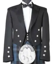 Prince Charlie Jacket with Waistcoat Men's Kilt Jacket in 100% wool