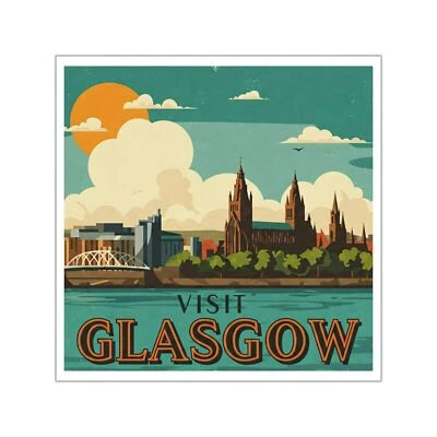 Glasgow Scotland, Vinyl Stickers, Retro Style, Travel Decals, Laptop Decor
