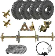 810mm Go Kart Rear Axle Kit 6" Wheels Tire Sprocket Hub for Buggy ATV Trike