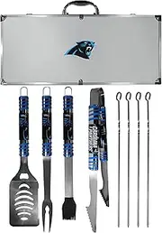 Siskiyou Unisex Denver Broncos 8 pc Tailgater BBQ Set F8BQ020-P, Unisex, Carolina Panthers 8 pc Tailgater BBQ Set, F8BQ170, Gray, Set of 8