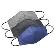 Reusable Muslin Mixed Dark Cotton Fabric Washable Fashion Face Masks Set of 3