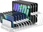 iPad Charging Station, Unitek 96W 10-Port USB Charging Dock Hub with Quick Charge 3.0, Charging Stand Compatible Multiple Device, Charging 8 iPads Simultaneously with AU Plug
