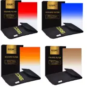 Zomei Z-Pro 100*150mm Gradual Tea+Blue+Orange+Red Square Filter Kit for Cokin