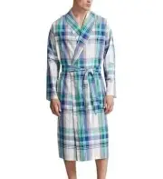 POLO RALPH LAUREN Men's 100% Cotton Woven Plaid Robe (US, Alpha, Small, Medium,