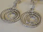 $1850 DAVID YURMAN STERLING SILVER WILLOW DIAMOND DROP EARRINGS
