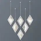 Diamond Decorative Wall Mirror, Set of 6, Wall Mounted Hanging Chain Frameless C