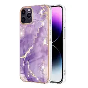 For Apple iPhone 14 Pro Max Case Hard back Marble Pattern Slim Design Enhanced Camera and Screen Protection Girls and Women Cover (Purple)