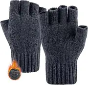 [lifwimner] Fingerless Gloves, Thermal Knitted Soft Fluffy Touchscreen Winter Gloves for Skiing Cycling for Men and Women