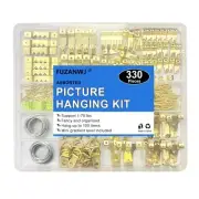 330Pcs Picture Hangers, Picture Hanging Kit, Picture Hanging Hooks Holds 10-75Lb