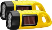2-Pack Wind Up Torch, LED Super Bright Hand Crank Torch, Solar Dynamo Portable Camping & Emergency Flashlight with Carabiner Hook