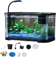 Small Aquarium Kit - Desktop Fish Tank Kit | Decorative Fish Tank for Terrapin Tortoise Turtle, Household Clear Aquarium