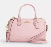COACH Rowan Satchel Bag Signature Canvas CV961 2way Crossbody Bag Powder Pink