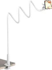 Gooseneck Phone Holder, Phone Mount Holder for Bed - Flexible Long Arm Clamp Compatible with iPhone 15 14 Pro Max 13 12 Mini 11 Xs XR X 8 7 6 Plus Galaxy S24 S23 S22, Smartphones (White)