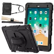 case for iPad 6th/5th Generation Case 9.7'' with Screen Protector Black+Back