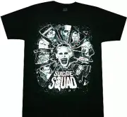 Suicide Squad Group Shettered Glass Adult T-Shirt -DC Comics Joker, Harley Quinn