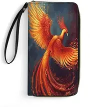 [BFGWK] Large Wallet Novelty Orange Red Printing Long Wallet With Zipper Leather Wallet Suitable For Both Men And Women, style, 19.7x10.5cm