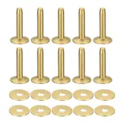 10 Set 10x3.3x21mm Solid Brass Rivets and Burrs Leather Fastener, Gold Tone