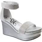 OTBT Womens Status Rhinestone Platform Wedge Sandal - Silver NEW