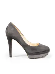 Grey Suede Platform Pumps