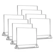 4x6 Inch Clear Acrylic Sign Holder, 8 Packs Table Menu Stands Silver Borders