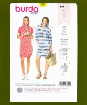 Easy Pullover Dress Sewing Pattern~Scoop Neck or Hood (Sizes 10-20) Burda 6310