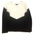 Womens Black White & Burgundy Color-Block Pull-Over Sweater Top X-Large
