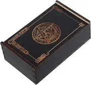 Alipis Wooden Tarot Box with Pentagram Symbol Elegant Keepsake Storage Organizer for Cards Crystals Jewelry Decorative Box for Home Decor present for Collectors