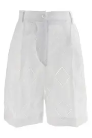 KITON Embroidered Linen Bermuda Shorts