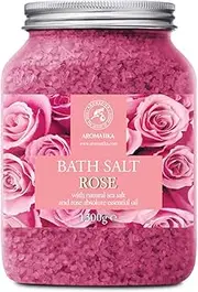 Rose Bath Salts 2.9lbs 1.3kg - Natural Rosewood Oil & Rose Extract - Best for Relaxing - Good Sleep - Beauty - Bathing - Body Care - Wellness - Relax - Aromatherapy - Spa - De-Stress Bath Salts