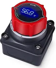 Upgrade Battery Disconnect Switch with Voltmeter, DC 5-60V Master Isolator Cut/Shut Off Switch for Marine Boat Car Truck Camper RV Trailer Vehicles Engine Application (On/Off)