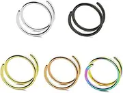 [Xiyantiji] Nose Hoop Double Nose Rings for Single Piercing Twist Nose Ring for Women Girls Nose Rings Hoops Thin Nose Piercing Ring 5Pcs
