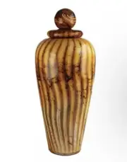GartnerBlade "Batik Covered Jar with Marble Finial" Hand-Blown Glass Vase