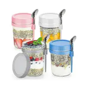 Smggv 4 Pack Overnight Oats Containers With Lids And Spoons 16 Oz Mason Jars For Overnight Oats Leak Proo